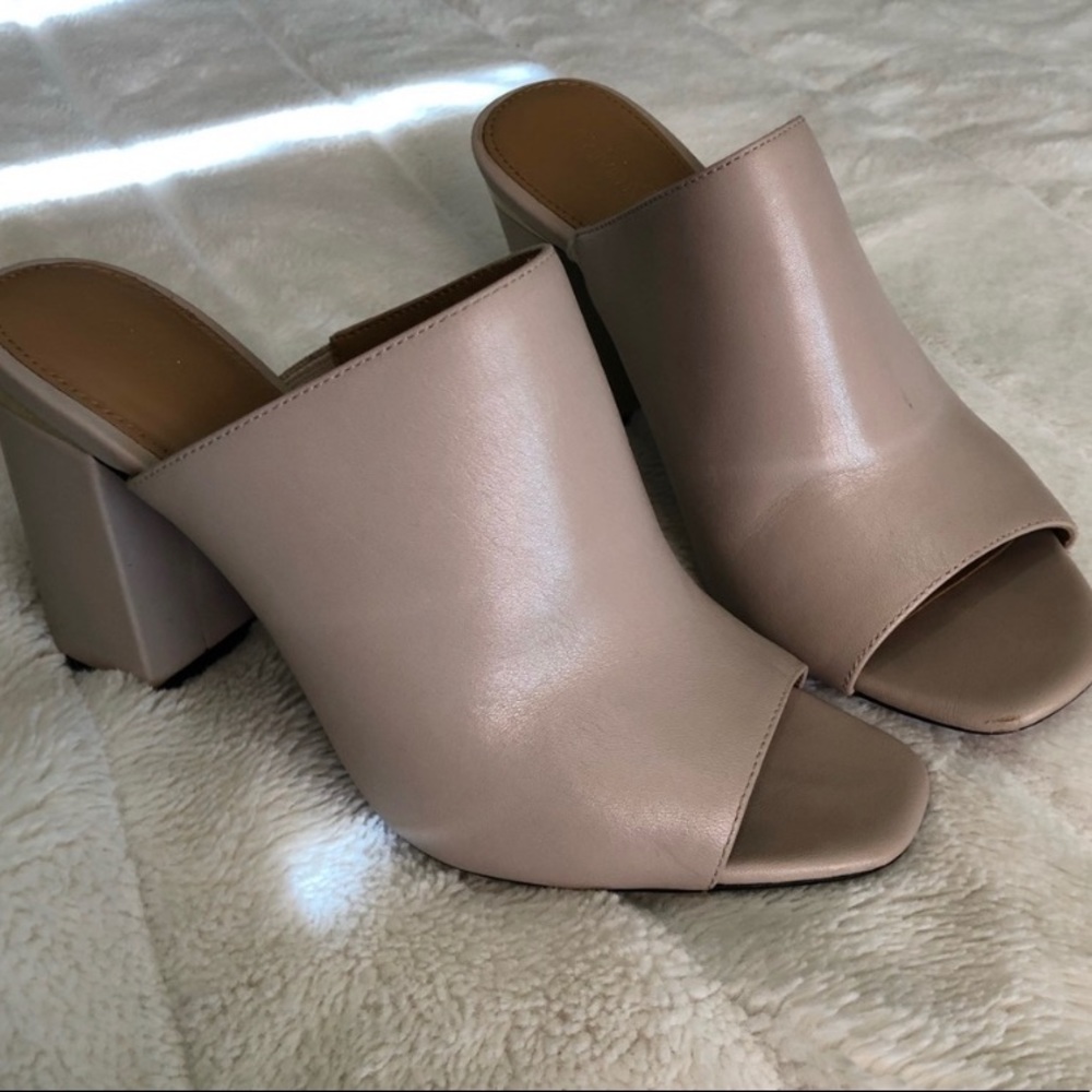 Calvin Klein Nude Peep Toe Mules